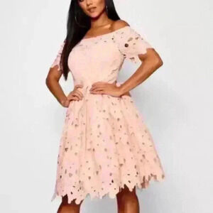 boohoo pink polka dot dress Women's Lilac Chiffon Polka Dot Puff Sleeve Mini Dress